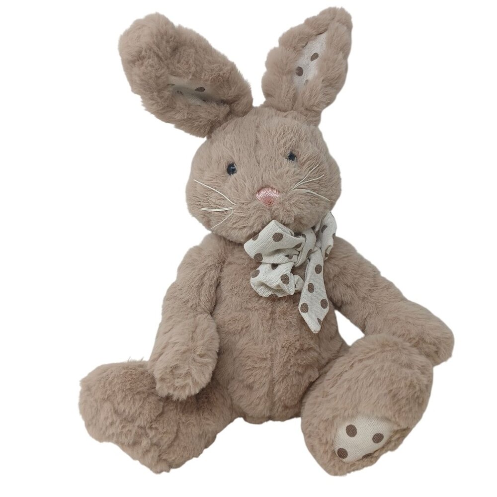 Ganz Cottonball Plush Bunny With Polka Dot Bow & Ears 13" Light Brown #D-49